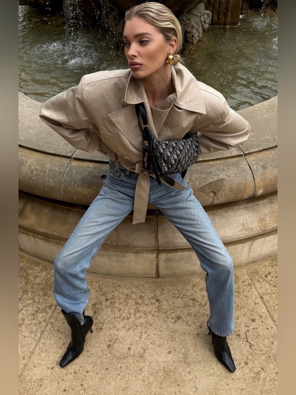 NWT Helsa Oversized Cropped Trench in Chino